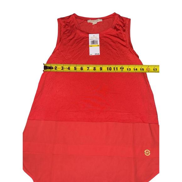 Michael Kors Top Womens Medium Pink Sleeveless Blouse Solid Vented Tank Sheer - Picture 3 of 4